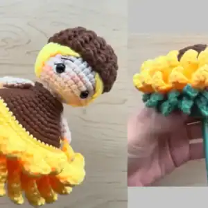 Barevná hračka z pletených materiálů, ideální pro děti i sběratele.