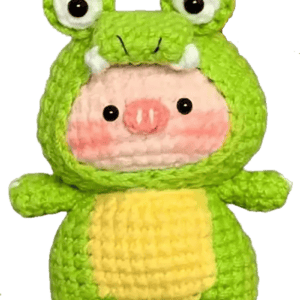 Háčkované prasátko v kostýmu krokodýla