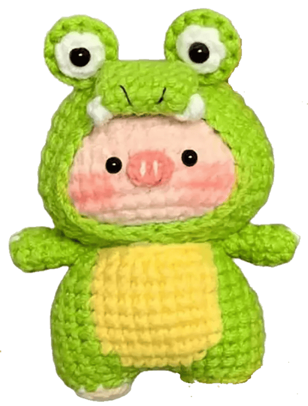 Háčkované prasátko v kostýmu krokodýla