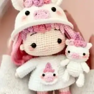 Háčkovaná Panenka Jednorožec „Yuni“